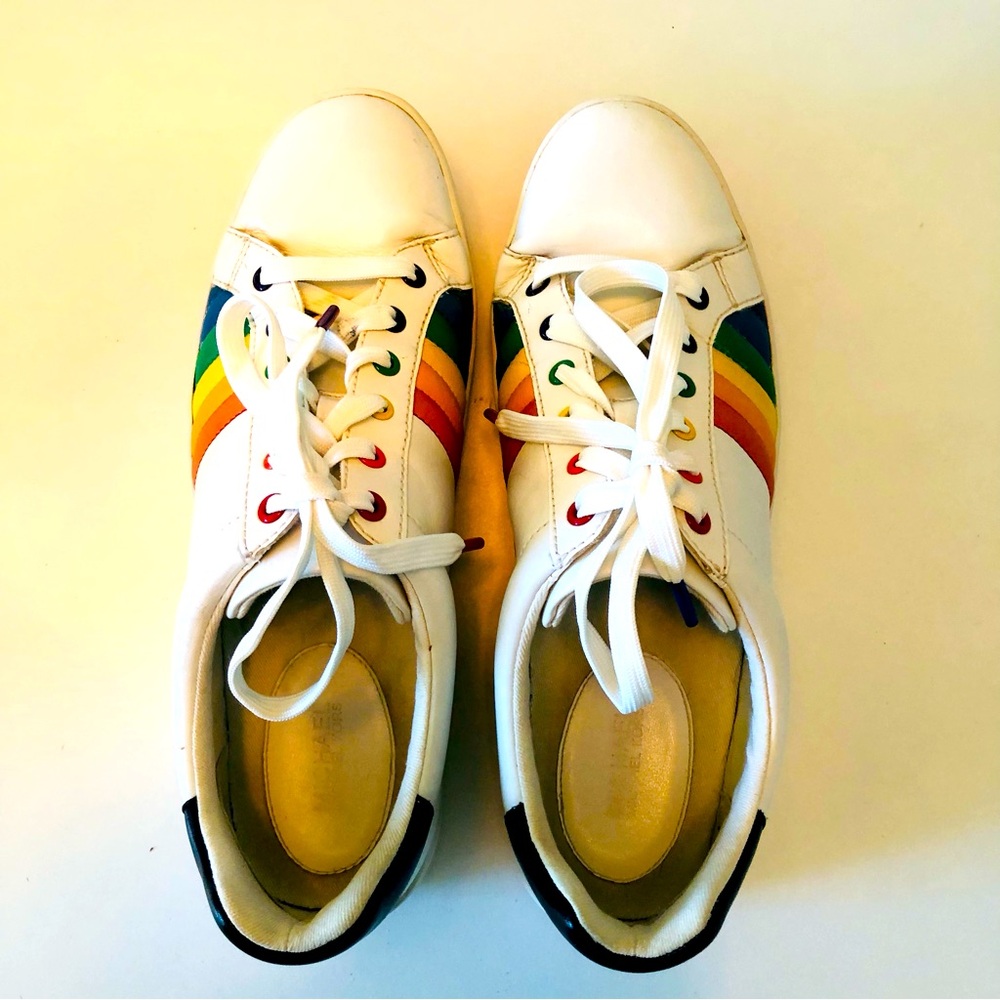 Michael Kors Women's White Rainbow Sneakers - Picture 3 of 11